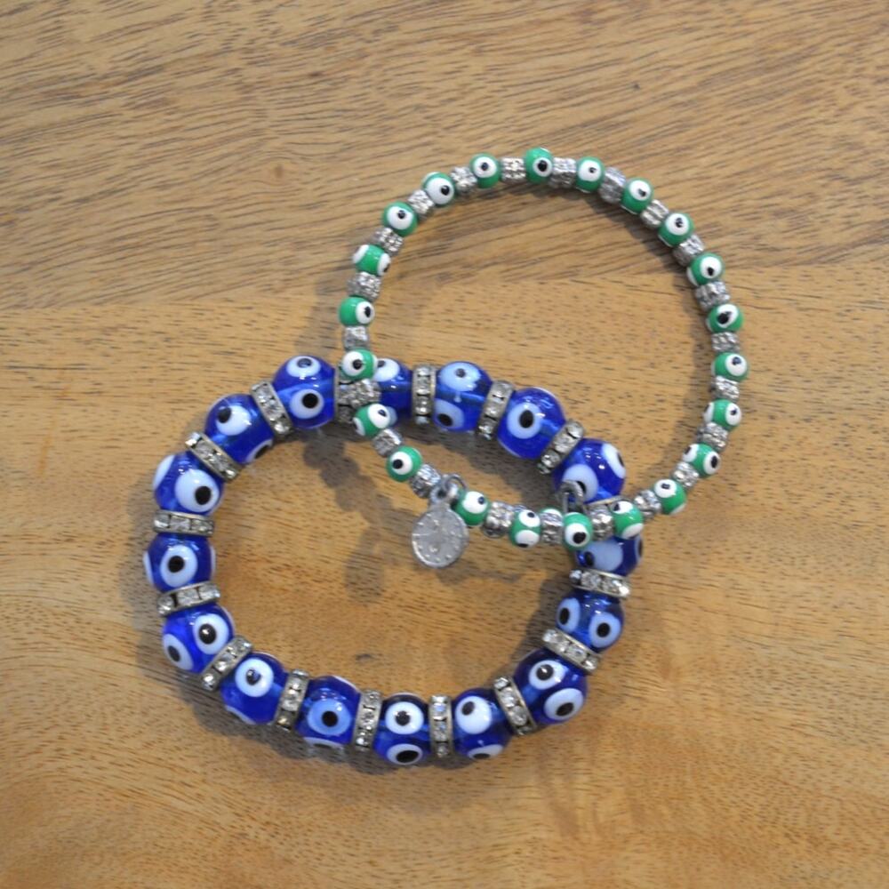 Good Luck Evil Eye Bracelets Green and Blue
